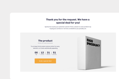 product offer on a thank you page 